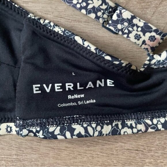 Everlane The Square-Neck Bikini Top Floral Print Navy L - Picture 7 of 12